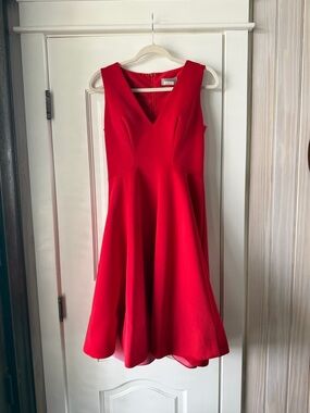 Jovani Red V-Neck Fit-and-Flare Cocktail Dress